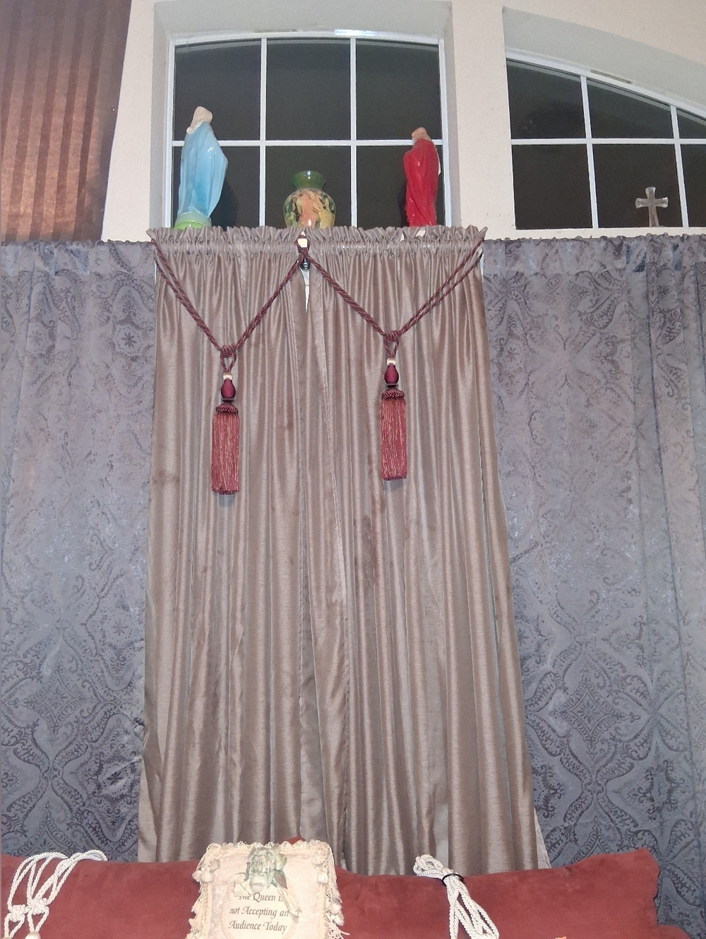 Steel Grey/Black Damask Drapes & Sheers 4 Damask drapes 4 Sheers no Tassels
